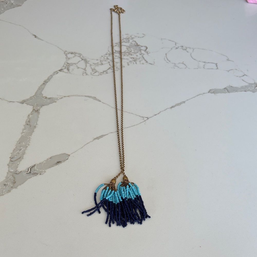 Blue and Gold Beaded JCrew Necklace